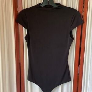 Lulu’s Black Bodysuit Cap Sleeves Thong Style Size Small